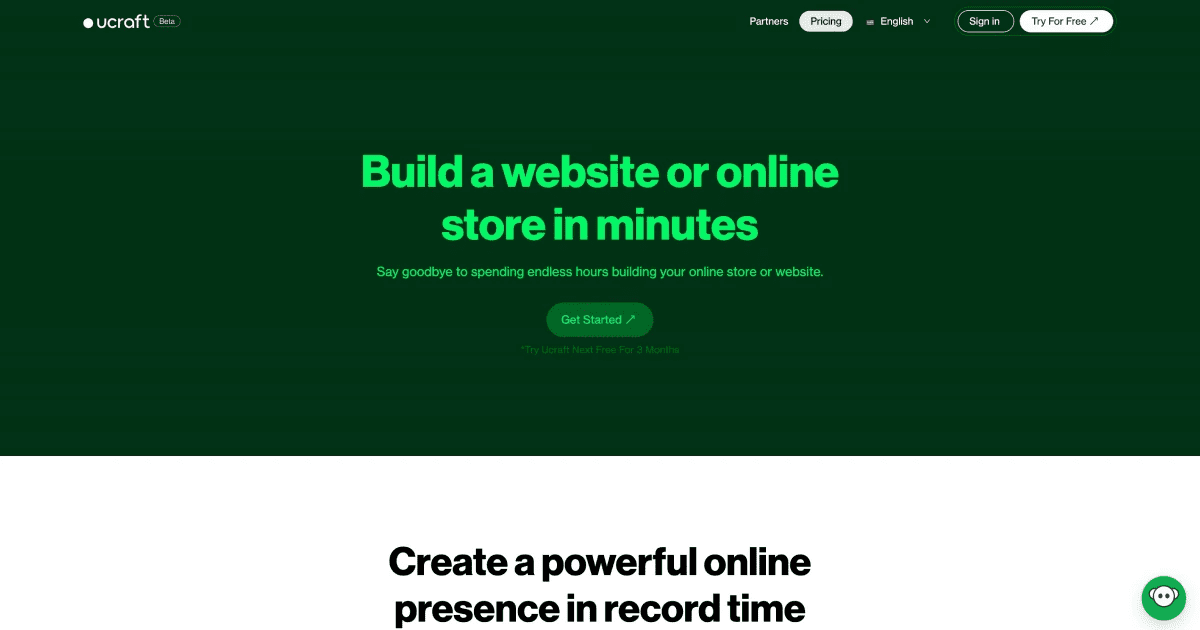 Ucraft Website Builder Homepage