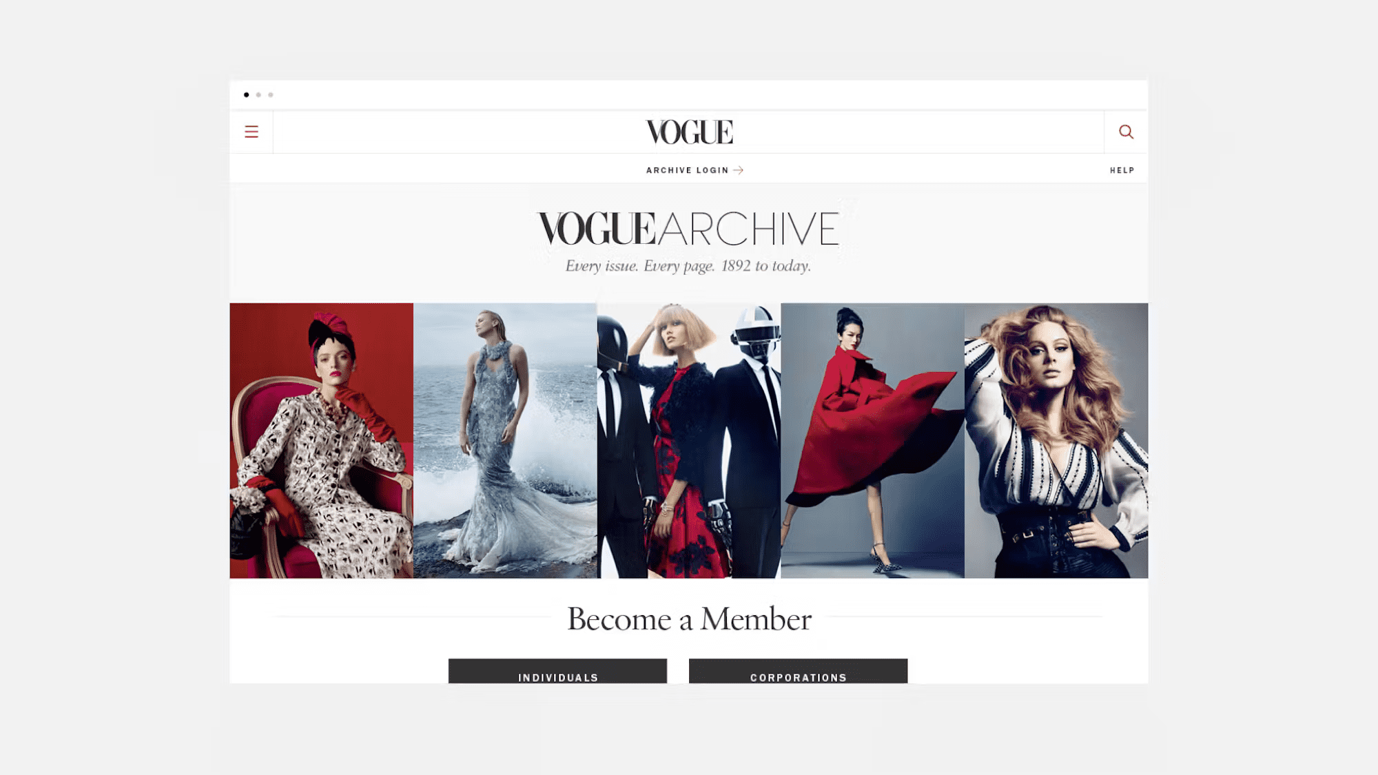 Vogue Website Homepage